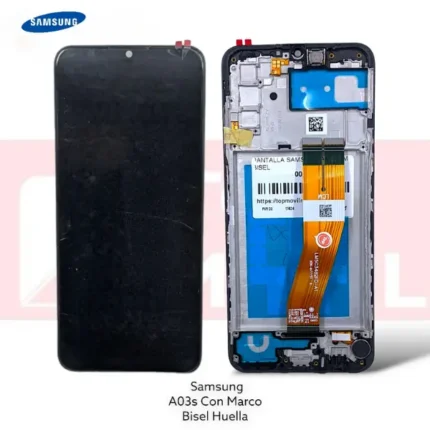 Pantalla Samsung A03s Con Marco Bisel huella Original