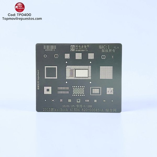 TP0400 Stencil para reballing BGA Amaoe MAC:1 CPU para MacBook (A1534) - Image 1
