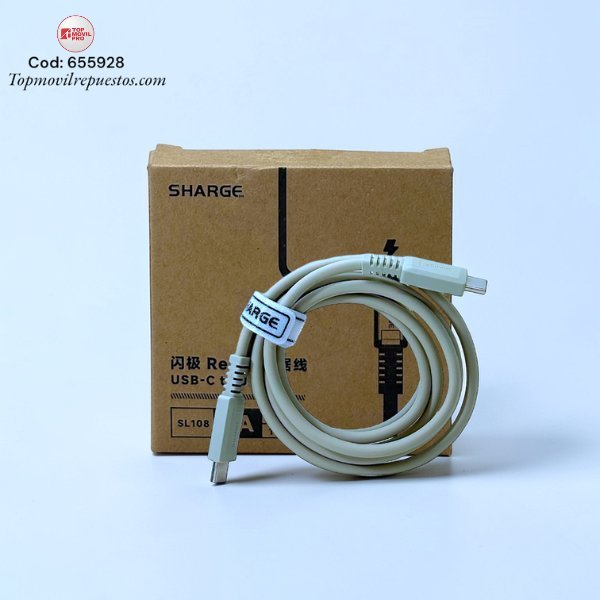 655928 Cable Sharge Retro USB-C a Lightning ORIGINAL | Diseño Vintage de Alta Resistencia - Image 1